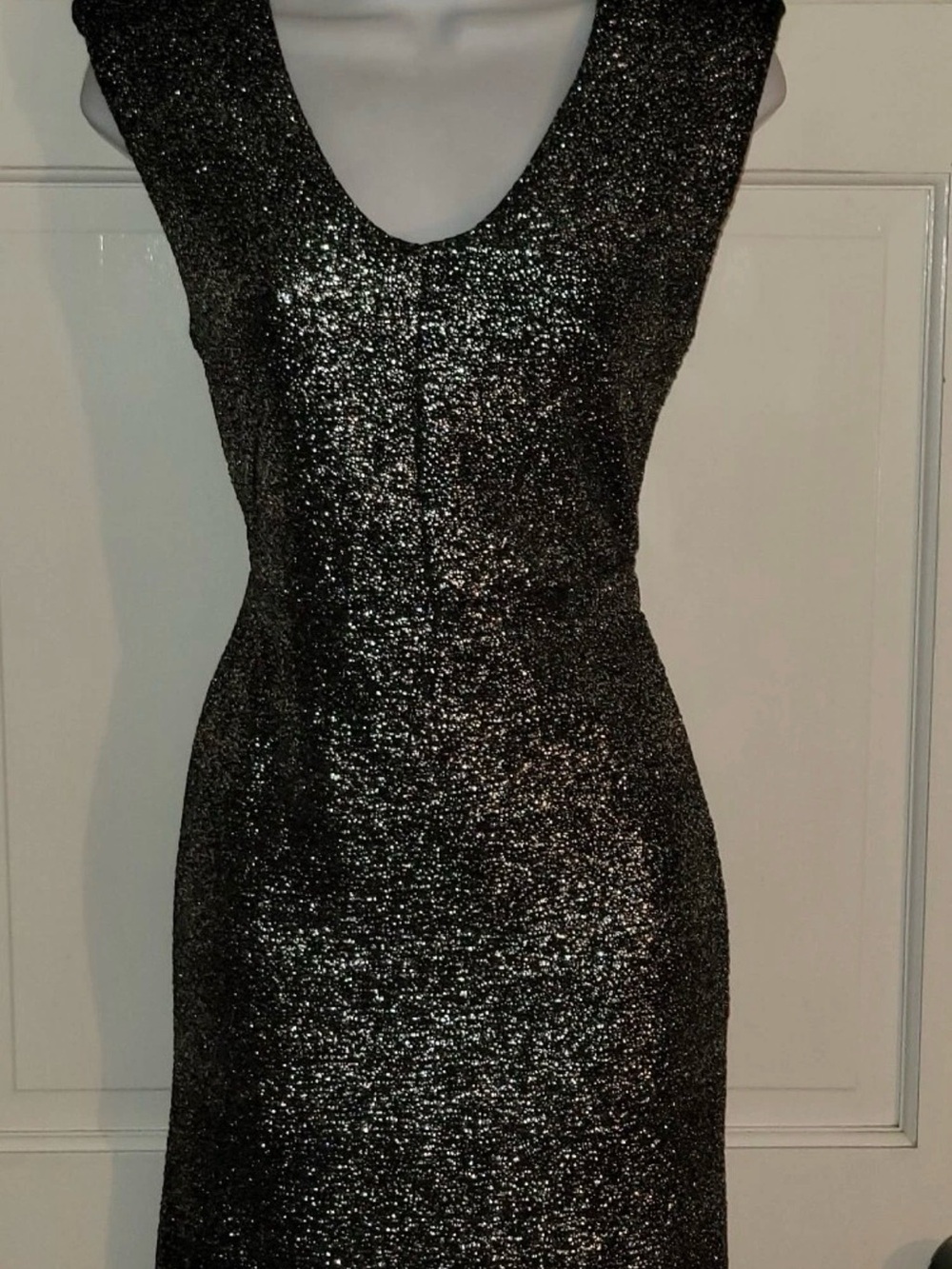 Silver Sparkle V-Neck Mini Dress
